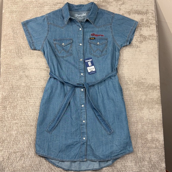 Wrangler Dresses & Skirts - Wrangler Retro Premium Arizona Wildcats Denim Western Snap Shirt Dress Blue L